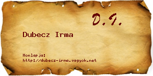 Dubecz Irma névjegykártya