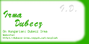 irma dubecz business card